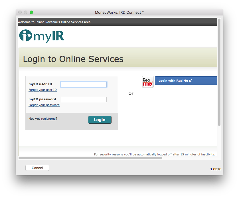 Activity Code Ird Using IRD Connect in MoneyWorks